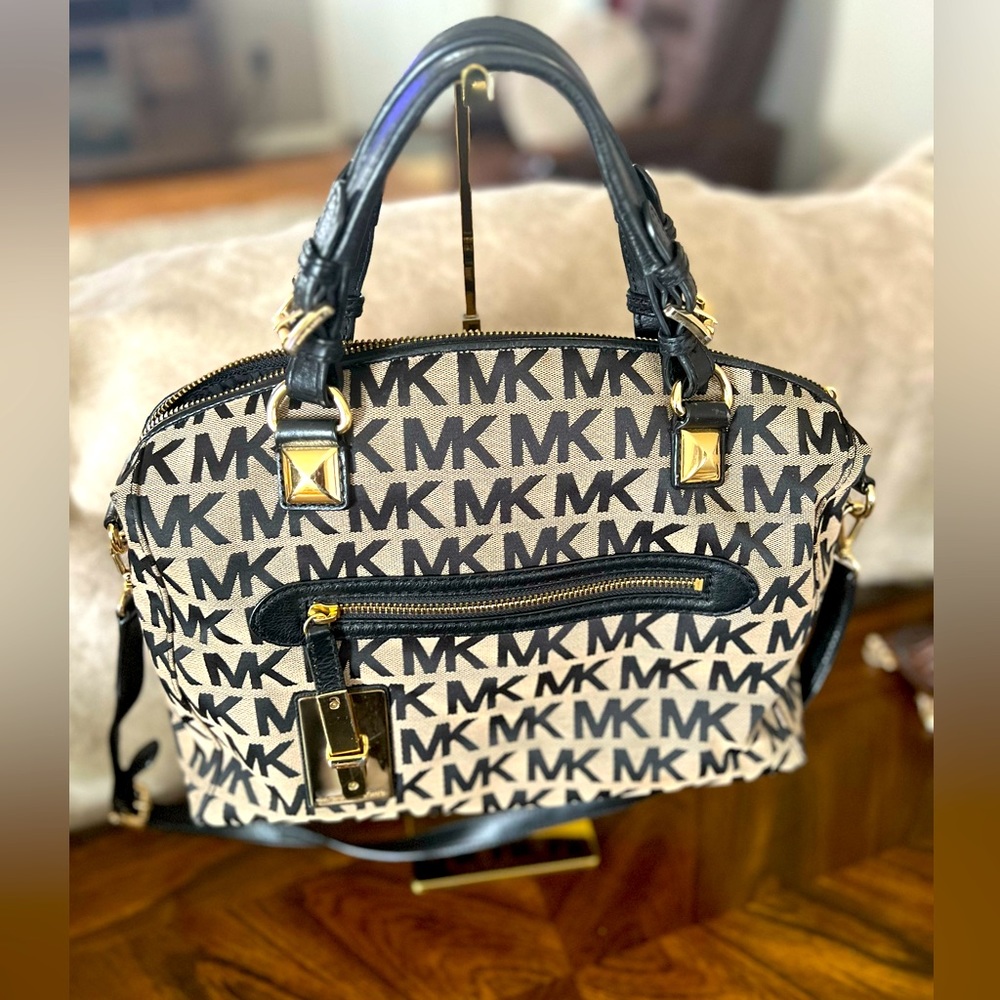 Michael Kors Signature Canvas and Leather Shoulder Bag